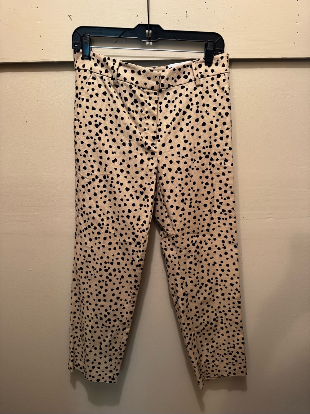 LOFT Beige Chino Pants with Black Spot Print